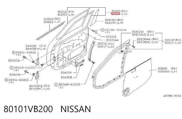 Porta dianteira esquerda 80101VB200 Nissan/Infiniti