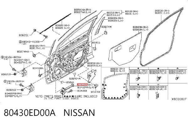 Limitador dianteiro de abertura de porta 80430ED00A Nissan/Infiniti