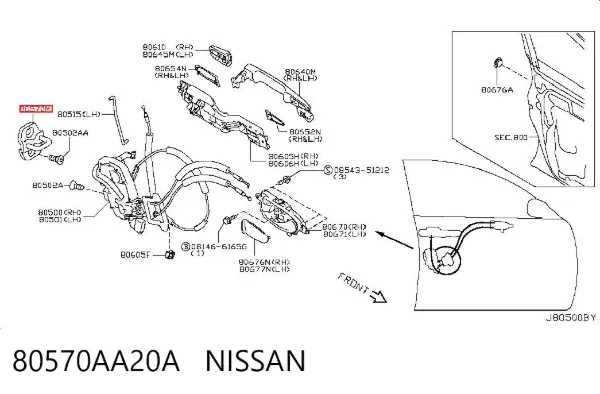 Gozno de garra (parte complementar) de fecho da porta traseira 80570AA20A Nissan/Infiniti