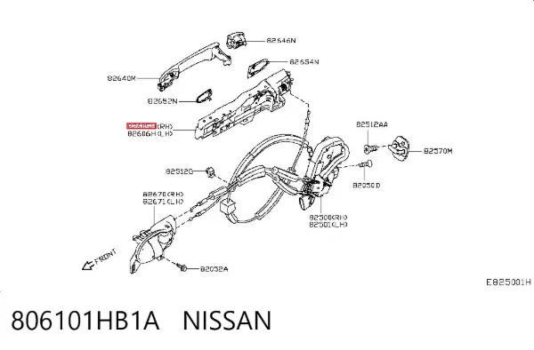 Suporte de maçaneta externa da porta dianteira direita 806101HB1A Nissan/Infiniti
