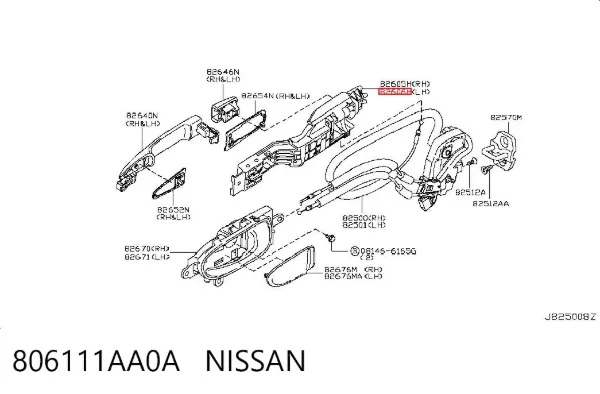 Suporte de maçaneta externa da porta dianteira esquerda 806111AA0A Nissan/Infiniti