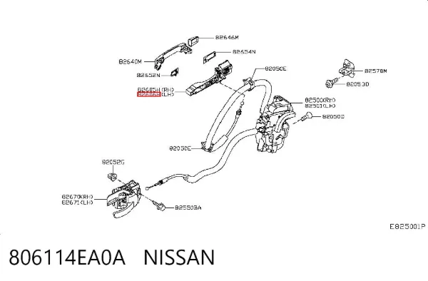 Suporte de maçaneta externa da porta dianteira esquerda 806114EA0A Nissan/Infiniti