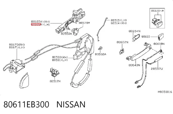 Suporte de maçaneta externa da porta dianteira esquerda 80611EB300 Nissan/Infiniti