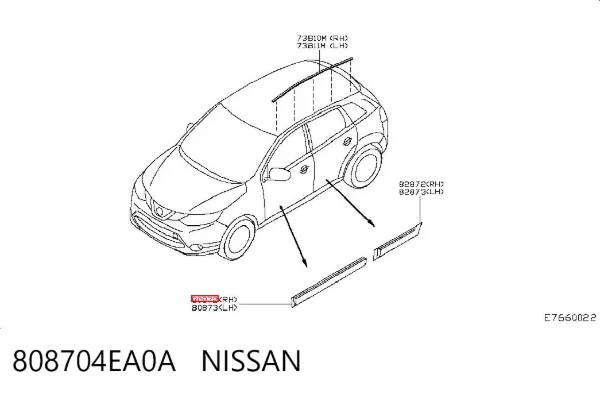 Moldura da porta dianteira direita 808704EA0A Nissan/Infiniti
