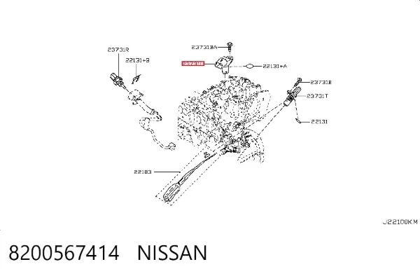 Sensor de posição da árvore distribuidora 8200567414 Nissan/Infiniti
