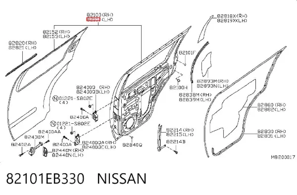 Porta traseira esquerda 82101EB330 Nissan/Infiniti