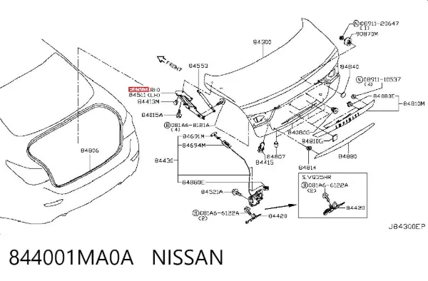 Gozno de tampa de porta-malas 844001MA0A Nissan/Infiniti