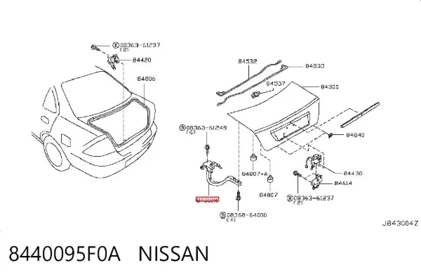 Gozno de tampa de porta-malas 8440095F0A Nissan/Infiniti
