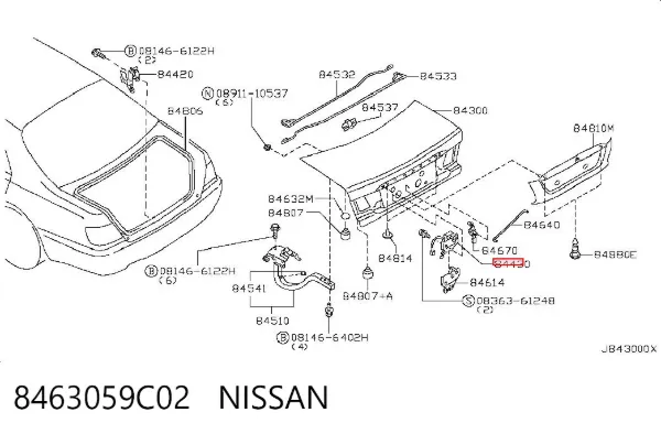 Fecho de tampa de porta-malas (de 3ª/5ª porta traseira) Nissan Almera II