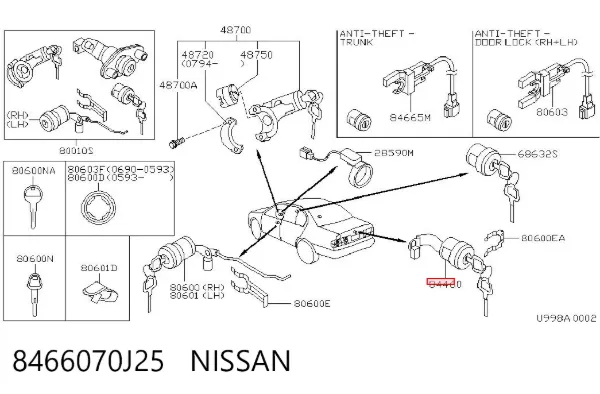 Trinco de fecho de porta-malas (de 3ª/5ª porta traseira) Nissan Primera P10