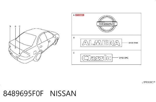 Emblema de tampa de porta-malas (emblema de firma) Nissan Almera CLASSIC