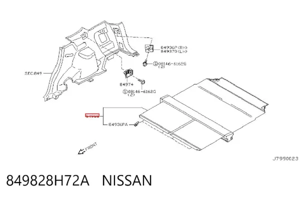 Estore da seção de bagagem 849828H72A Nissan/Infiniti