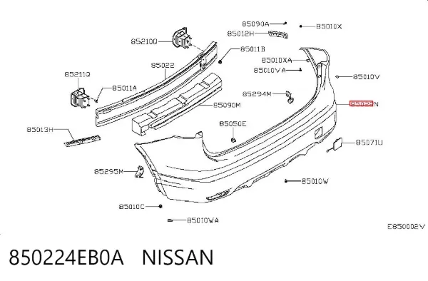 Pára-choque traseiro 850224EB0A Nissan/Infiniti