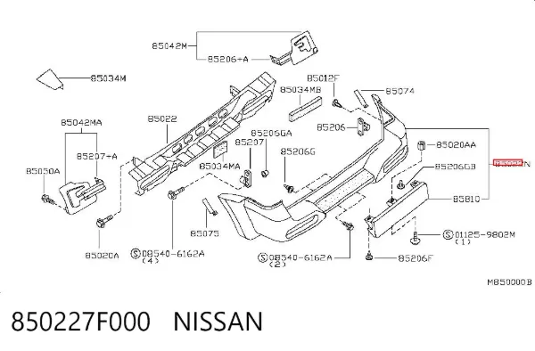 Pára-choque traseiro 850227F000 Nissan/Infiniti