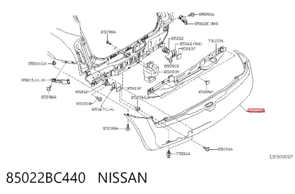 Pára-choque traseiro 85022BC440 Nissan/Infiniti