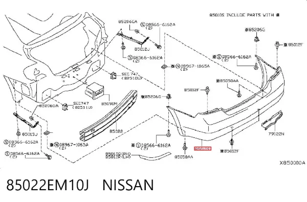Pára-choque traseiro Nissan Tiida SC11X