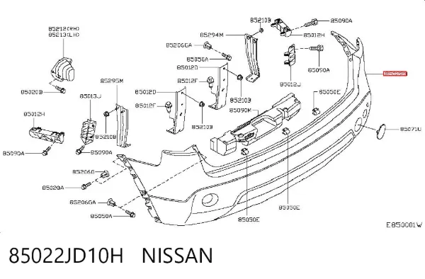 Pára-choque traseiro 85022JD10H Nissan/Infiniti
