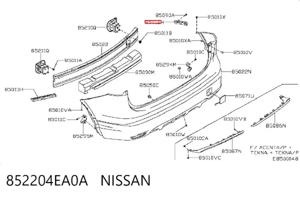 Consola do pára-choque dianteiro direito 852204EA0A Nissan/Infiniti