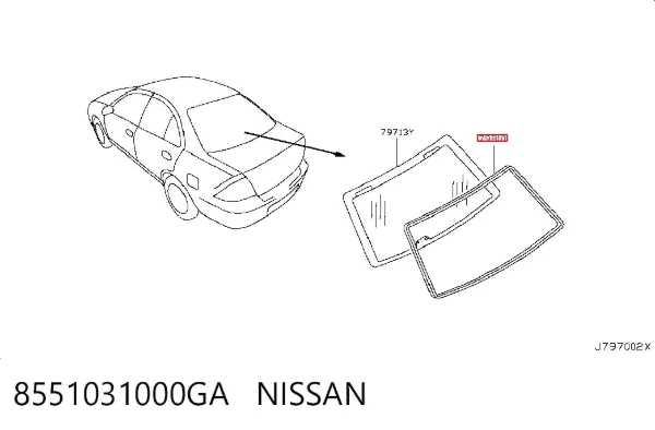 Moldura de vidro traseiro 8551031000GA Nissan/Infiniti