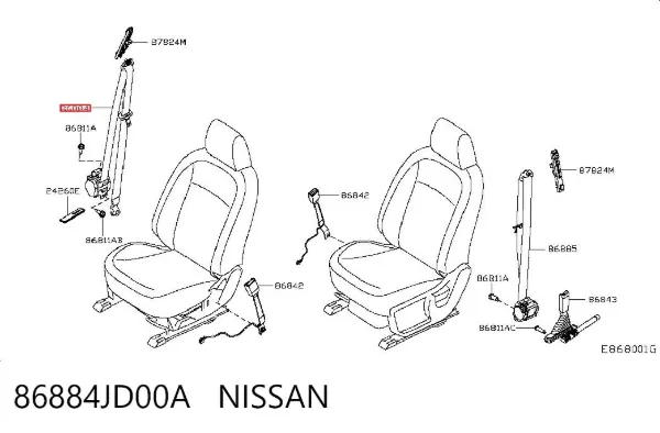 Correia de segurança dianteira direita 86884JD00A Nissan/Infiniti