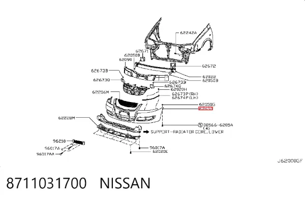 Pára-choque dianteiro 8711031700 Nissan/Infiniti