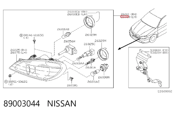 Luz esquerda 89003044 Nissan/Infiniti