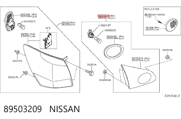 Lanterna traseira direita interna 89503209 Nissan/Infiniti