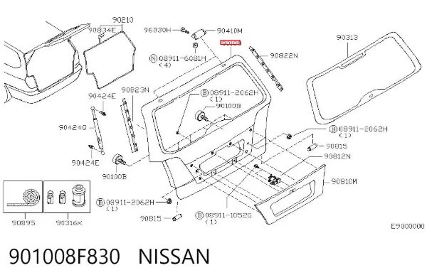 Porta traseira (3ª/5ª porta-malas (tampa de alcapão) Nissan Primera WP11