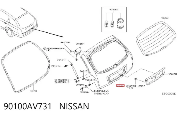 Porta traseira (3ª/5ª porta-malas (tampa de alcapão) Nissan Primera WP12