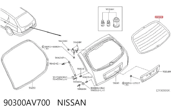 Vidro de porta-malas de 3ª/5ª porta traseira (de tampa de alcapão) 90300AV700 Nissan/Infiniti