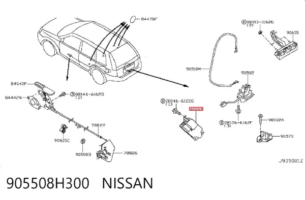 Motor acionador de abertura/fechamento de porta-malas (de 3ª/5ª porta traseira) 905508H300 Nissan/Infiniti