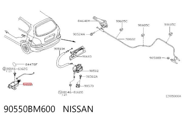 Motor acionador de abertura/fechamento de porta-malas (de 3ª/5ª porta traseira) 90550BM600 Nissan/Infiniti