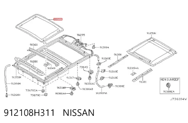 Tampa de alcapão do teto 912108H311 Nissan/Infiniti