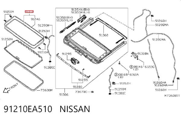 Tampa de alcapão do teto 91210EA510 Nissan/Infiniti