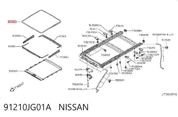 Tampa de alcapão do teto 91210JG01A Nissan/Infiniti