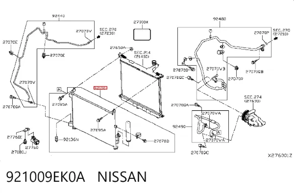 Radiador de aparelho de ar condicionado 921009EK0A Nissan/Infiniti