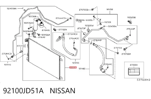 Radiador de aparelho de ar condicionado 92100JD51A Nissan/Infiniti