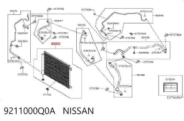 Radiador de aparelho de ar condicionado 9211000Q0A Nissan/Infiniti