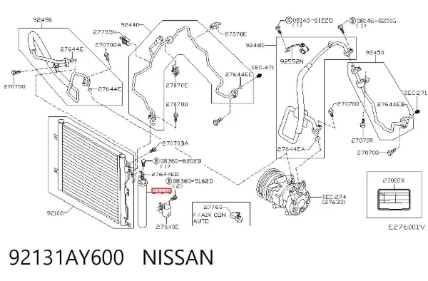 Tanque de recepção do secador de aparelho de ar condicionado 92131AY600 Nissan/Infiniti