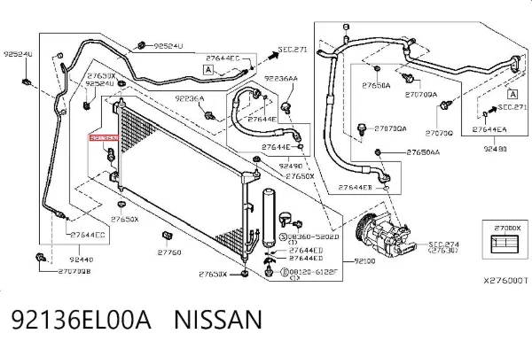 Sensor de pressão absoluta de aparelho de ar condicionado 92136EL00A Nissan/Infiniti