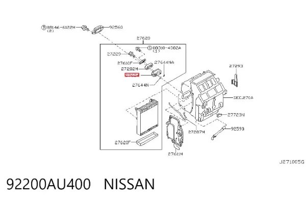 Válvula TRV de aparelho de ar condicionado 92200AU400 Nissan/Infiniti