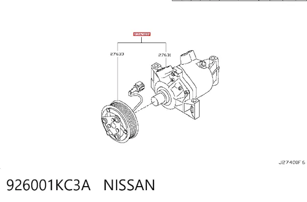 Compressor de aparelho de ar condicionado 926001KC3A Nissan/Infiniti