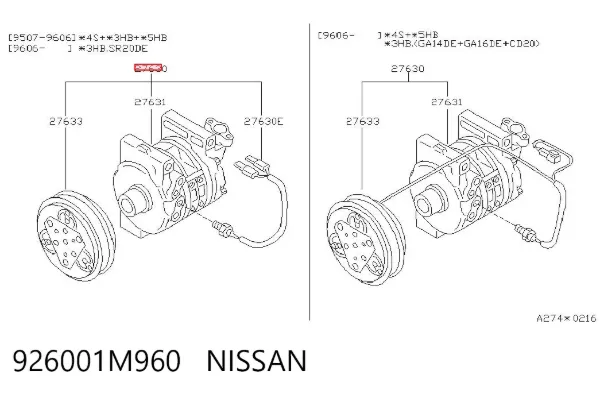 Compressor de aparelho de ar condicionado 926001M960 Nissan/Infiniti