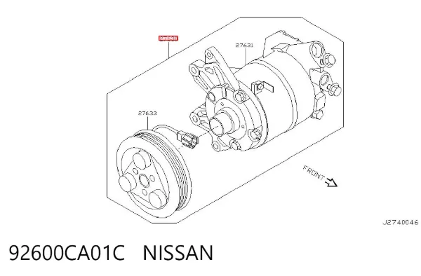 Compressor de aparelho de ar condicionado 92600CA01C Nissan/Infiniti