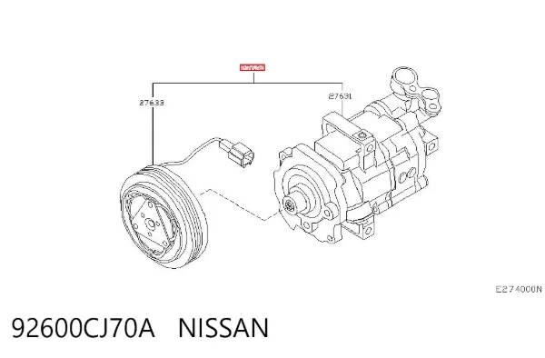 Compressor de aparelho de ar condicionado 92600CJ70A Nissan/Infiniti