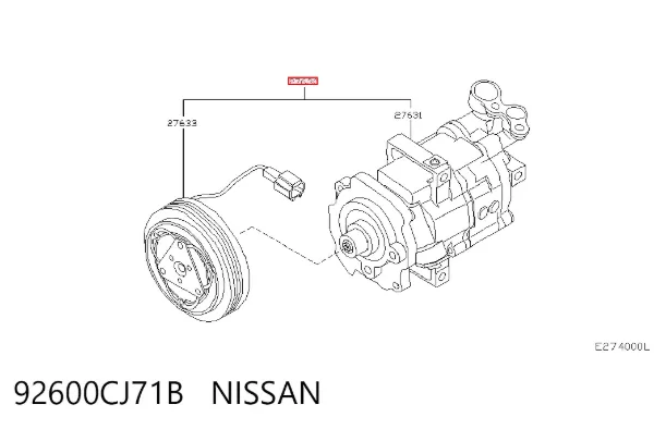 Compressor de aparelho de ar condicionado 92600CJ71B Nissan/Infiniti