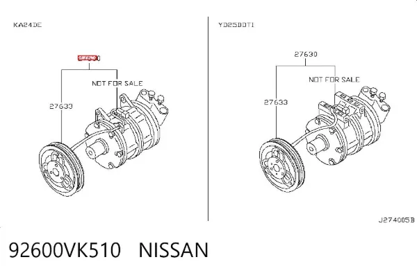 Compressor de aparelho de ar condicionado 92600VK510 Nissan/Infiniti