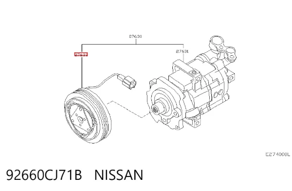 Acoplamento (bobina magnética) do compressor de aparelho de ar condicionado 92660CJ71B Nissan/Infiniti
