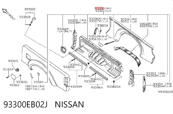 Pára-lama traseiro direito 93300EB02J Nissan/Infiniti