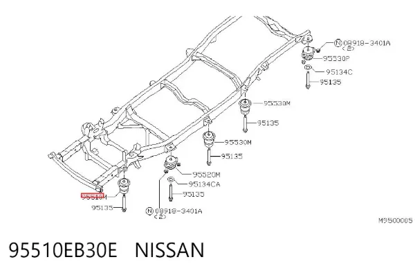 Coxim de chassi (de fixação de carroçaria) 95510EB30E Nissan/Infiniti